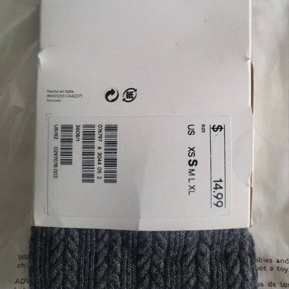 NEW H&M Textured KNIT Dark Gray Tights with an elastic waistband Size: S - Picture 3 of 3